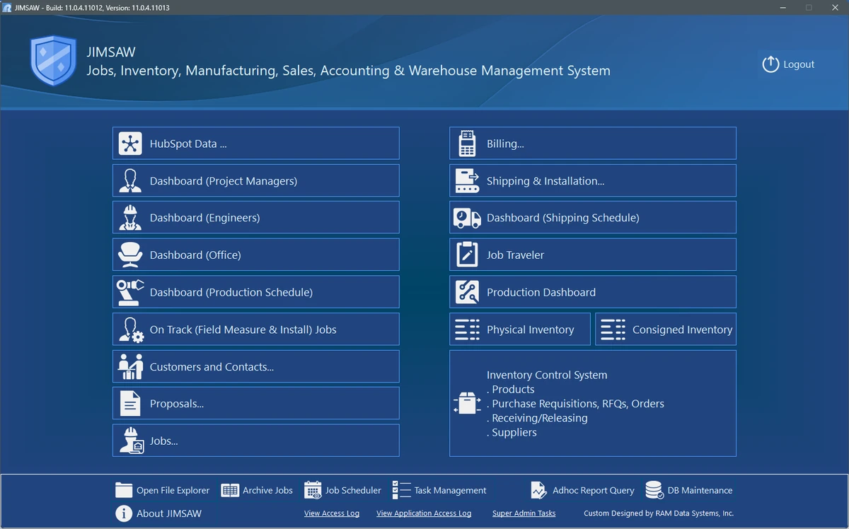 JIMSAW: Jobs, Inventory, Manufacturing, Sales, Accounting and Warehouse Management System